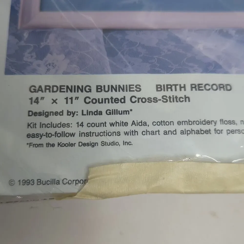Bucilla Vintage country bunnies birth record crosstitch kit 14